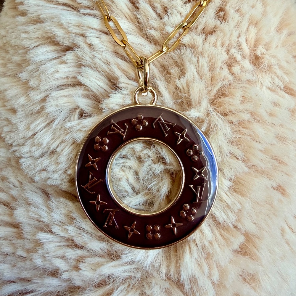 Upcycled Louis Vuitton Brown Donut Pendant